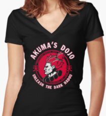 AKUMA dojo Gouki tee street fighter martial arts game Women's Fitted V-Neck T-Shirt