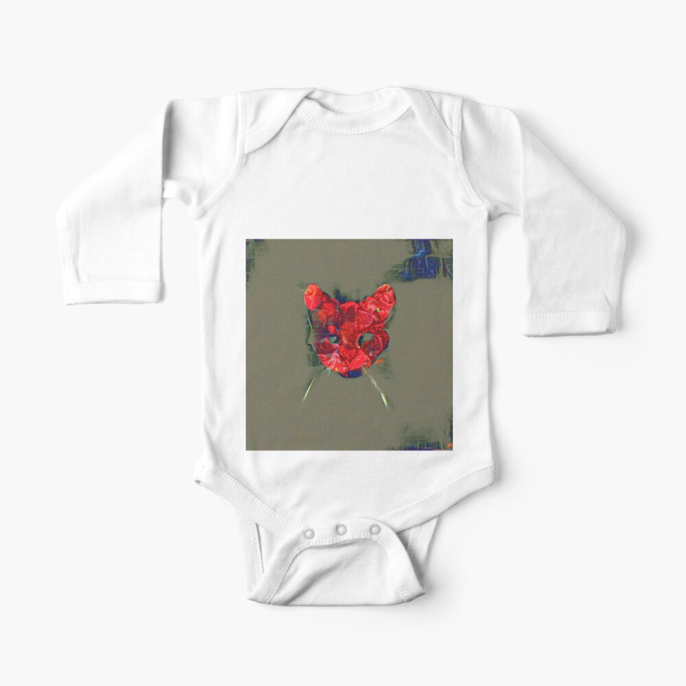 Ninja cat hiding in poppy #Art Baby One-Piece