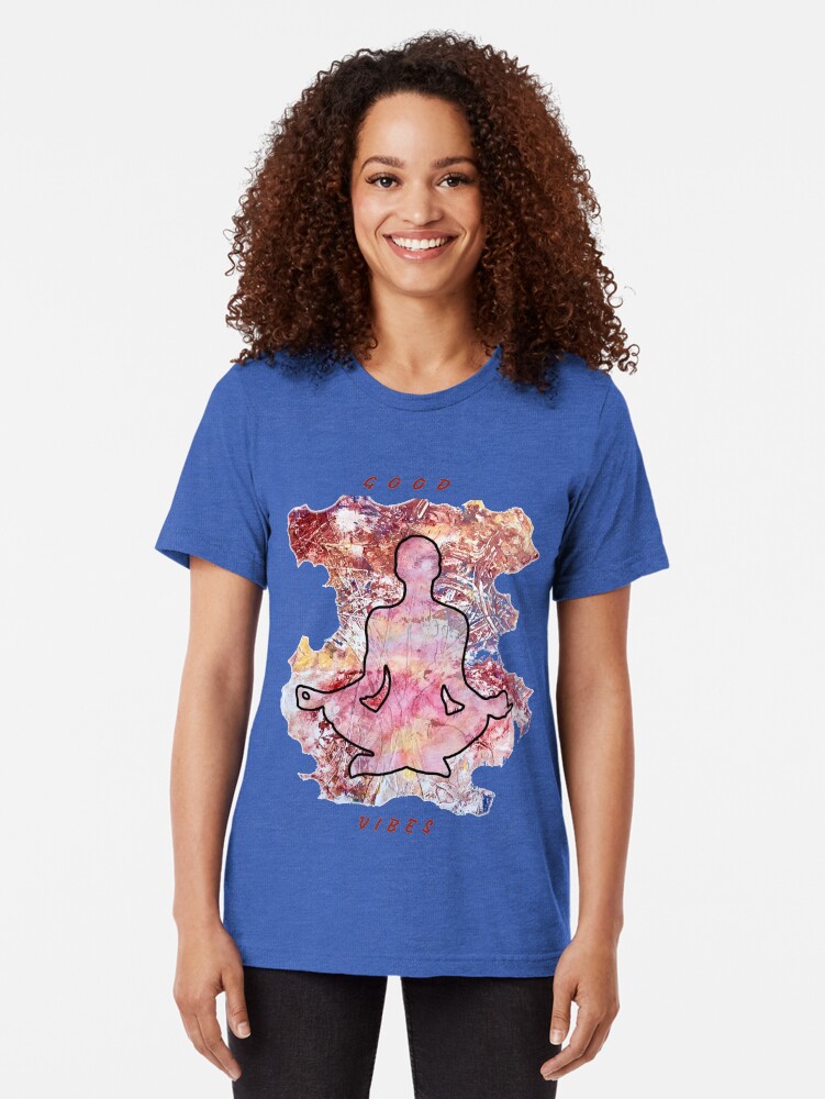 Alternate view of MEDITATION GOOD VIBES LOTUS POSITION Tri-blend T-Shirt