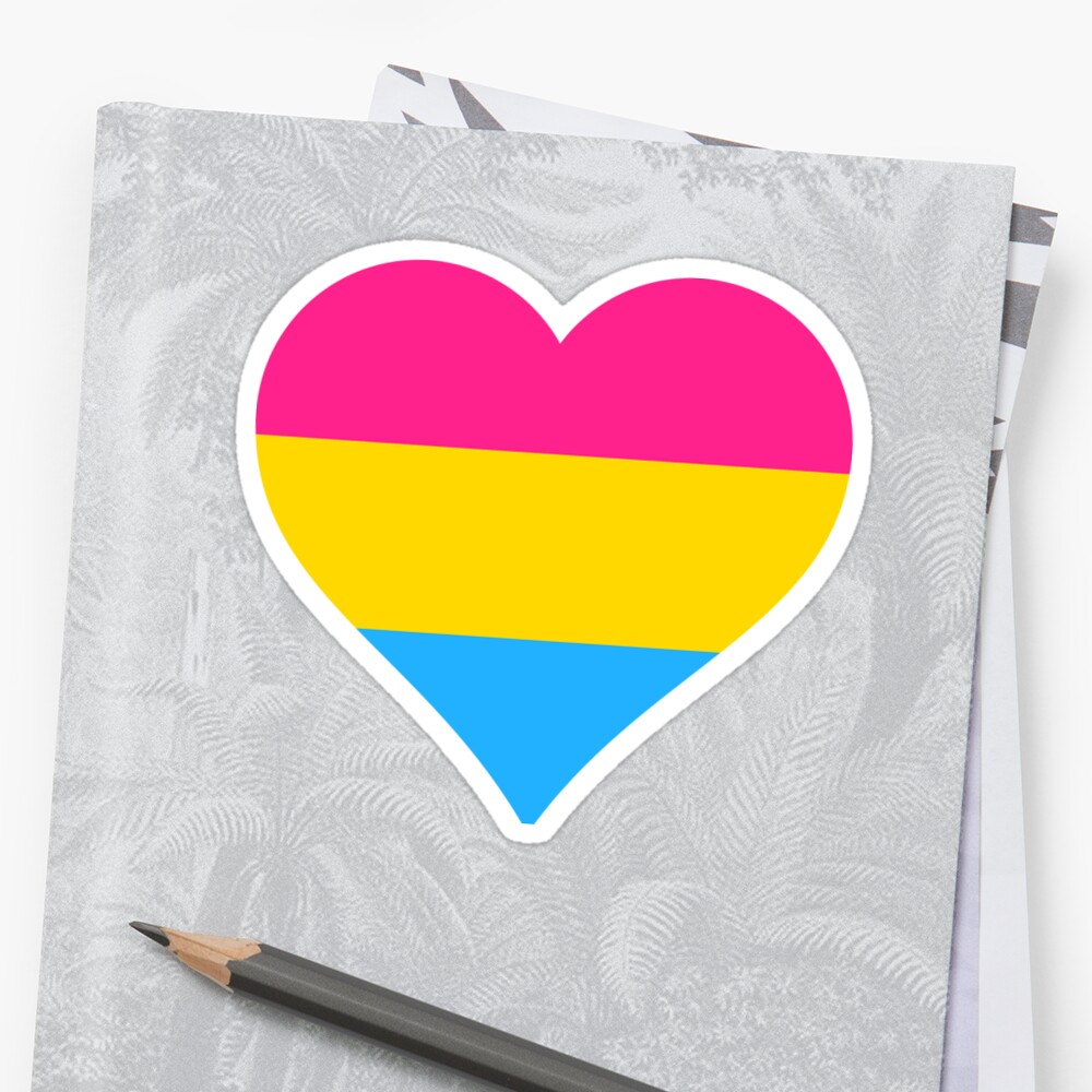 Pansexual Pride Flag Heart Shape Sticker By Seren0 Redbubble