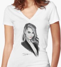 Cara Delevingne Women's Fitted V-Neck T-Shirt
