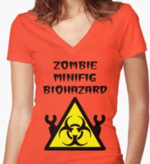 ZOMBIE MINIFIG BIOHAZARD Women's Fitted V-Neck T-Shirt