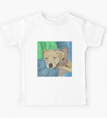 Blond Dog is Being Cradled by a Person Kids Tee