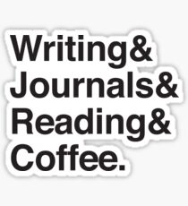 Pegatina Escritura y diarios y lectura y café