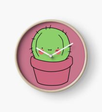 Blushing Potted Cactus Clock