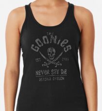 The Goonies - Never Say Die - Grey on Black Women's Tank Top