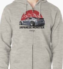 GTR. Japanese Monster (grey) Zipped Hoodie