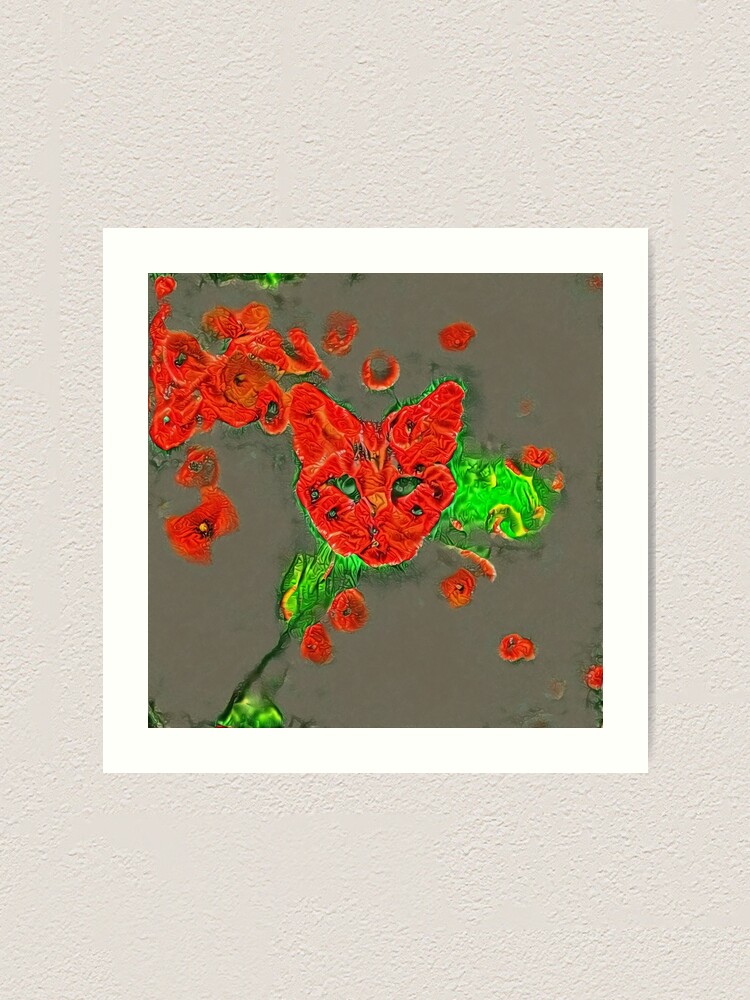 Alternate view of Ninja cat hiding in poppies #Art Art Print