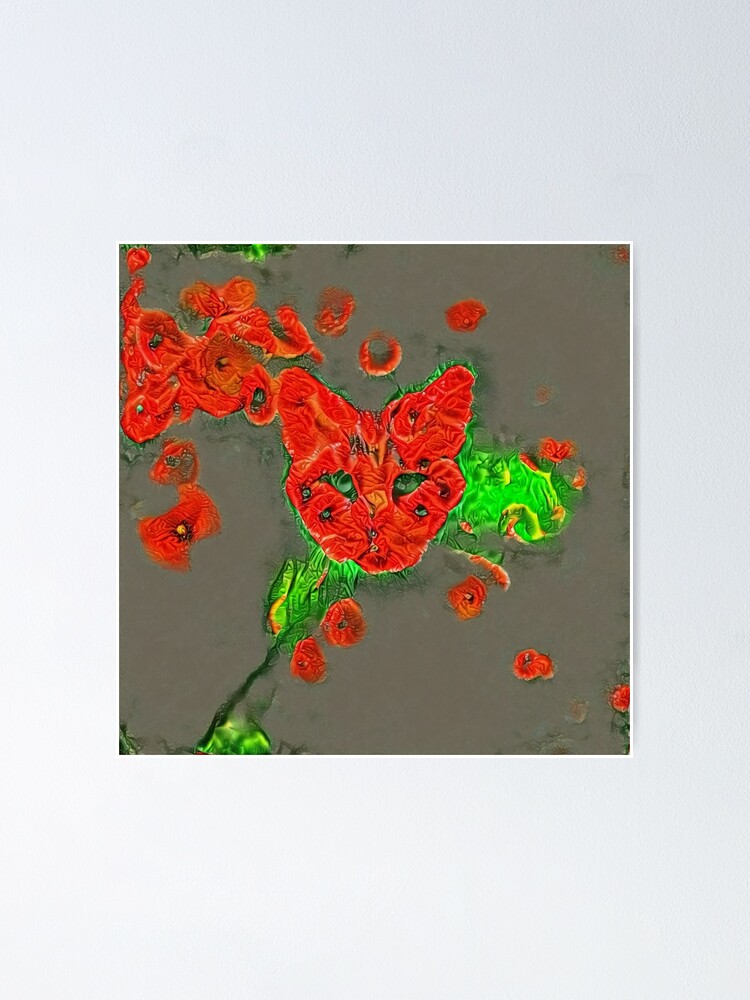 Alternate view of Ninja cat hiding in poppies #Art Poster
