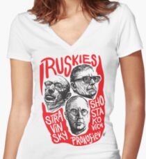 Ruskies-Russian Composers Women's Fitted V-Neck T-Shirt