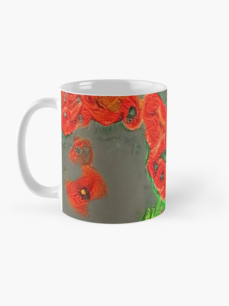 Alternate view of Ninja cat hiding in poppies #Art Mug