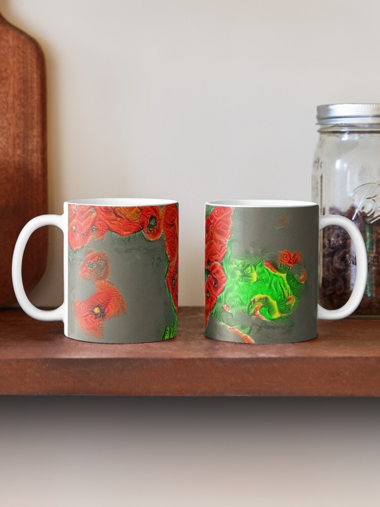 Alternate view of Ninja cat hiding in poppies #Art Mug