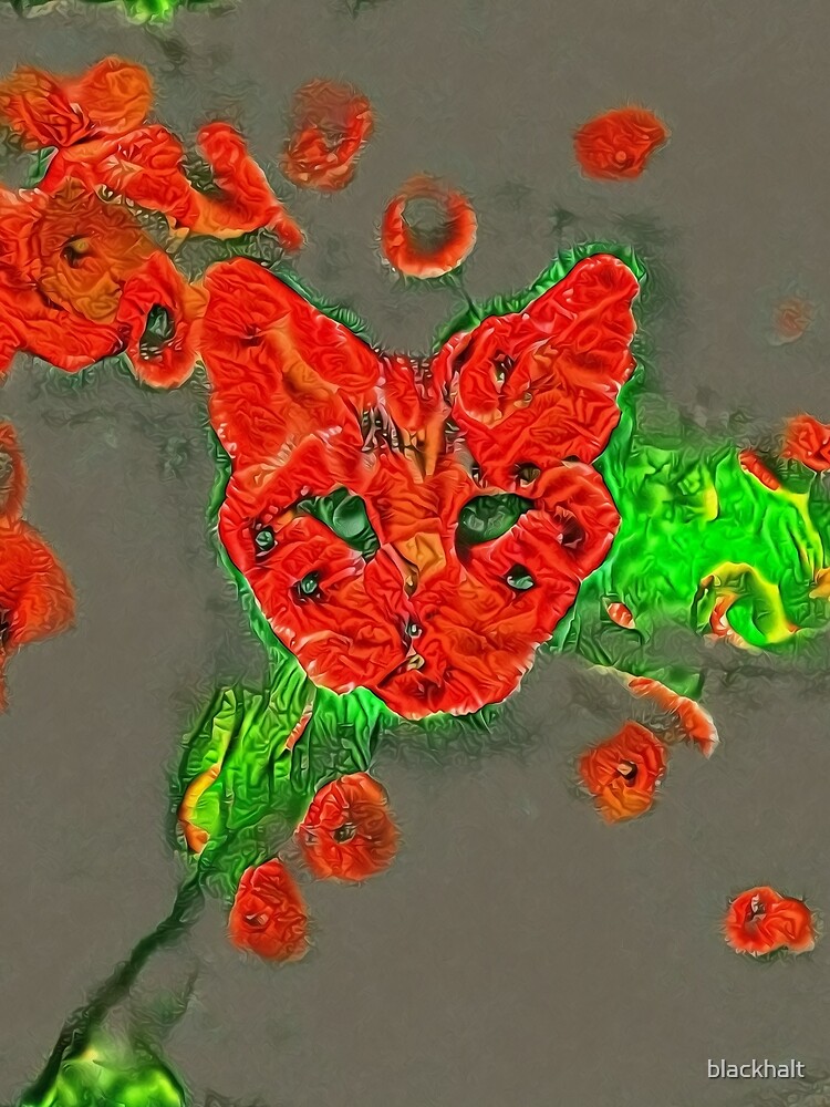 Ninja cat hiding in poppies #Art by blackhalt