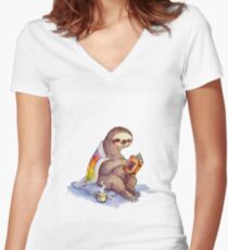 Paresseux T-shirt col V femme