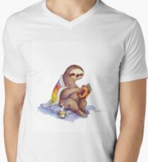Cozy Sloth Men's V-Neck T-Shirt