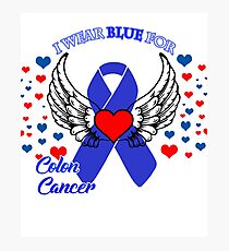 I wear blue for colon cancer awereness shirt Photographic Print