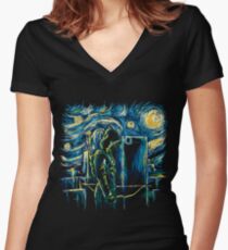 Camiseta entallada de cuello en V Starling Night (Arrow y Van Gogh)