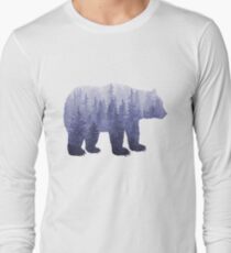 Misty Forest Bear - deep purple Long Sleeve T-Shirt