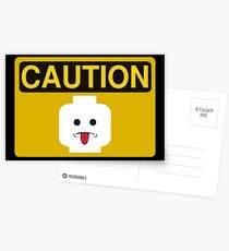 Caution Rude Minifig Head Sign Postcards