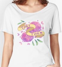 Flowery Pronouns (They/Them) Women's Relaxed Fit T-Shirt