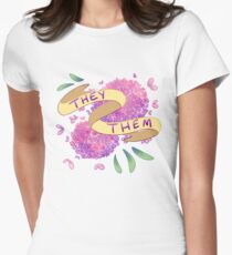 Flowery Pronouns (They/Them) Women's Fitted T-Shirt