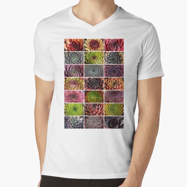 Sempervivum Collage - Hauswurz - Houseleek T-Shirt mit V-Ausschnitt