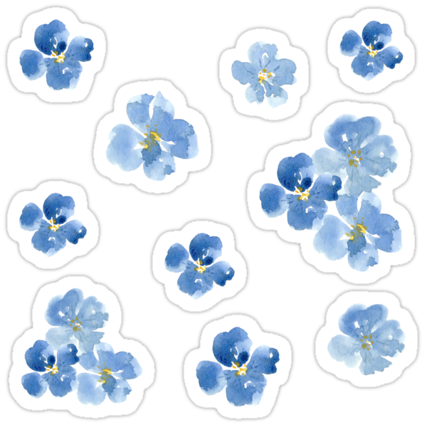  Little Blue Flowers Stickers  Stickers  by 