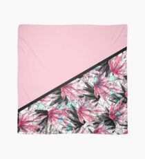 Blush Pink and Teal Abstract Tropical Leaves Scarf