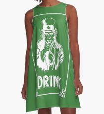 Funny Leprechaun Uncle Sam St Patricks Day 2017 Irish A-Line Dress