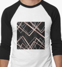 Rose Gold Black Linear Triangle Abstract Pattern Men's Baseball ¾ T-Shirt