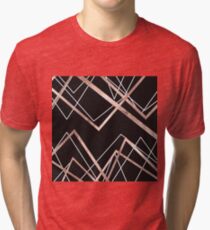 Rose Gold Black Linear Triangle Abstract Pattern Tri-blend T-Shirt