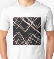 Rose Gold Black Linear Triangle Abstract Pattern Unisex T-Shirt