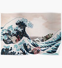 The Great Wave plastic pollution Poster