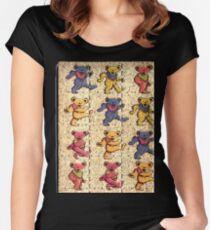 Greatfull Dead Teddy Bears Detail Women's Fitted Scoop T-Shirt
