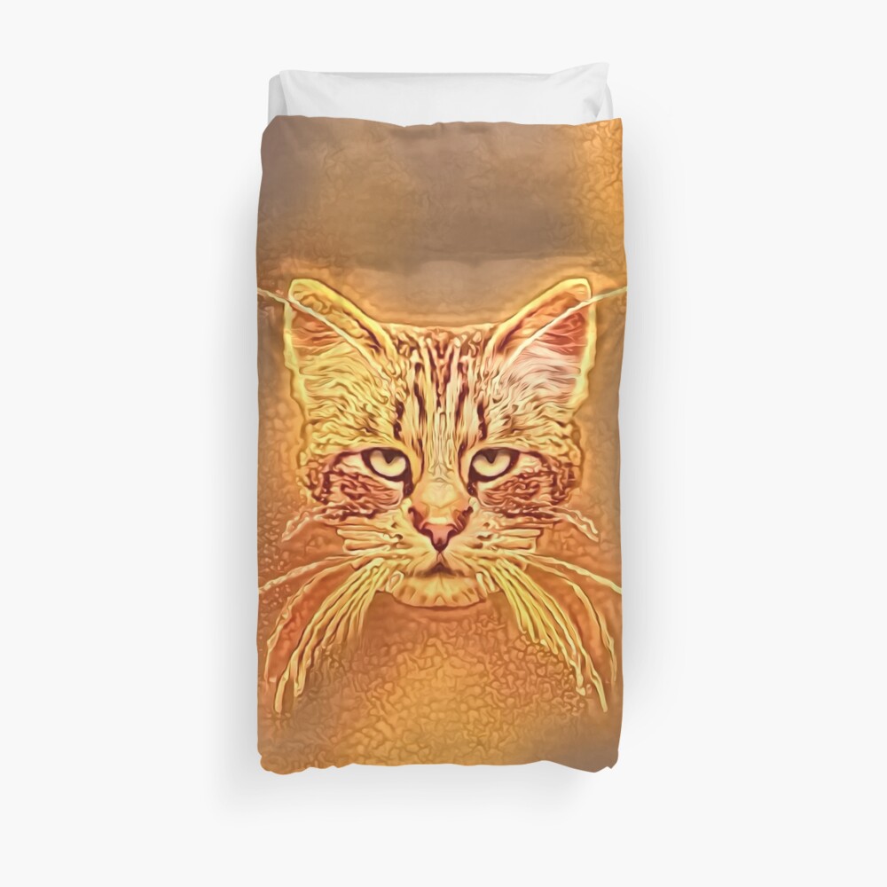 Golden Cat #Art Duvet Cover