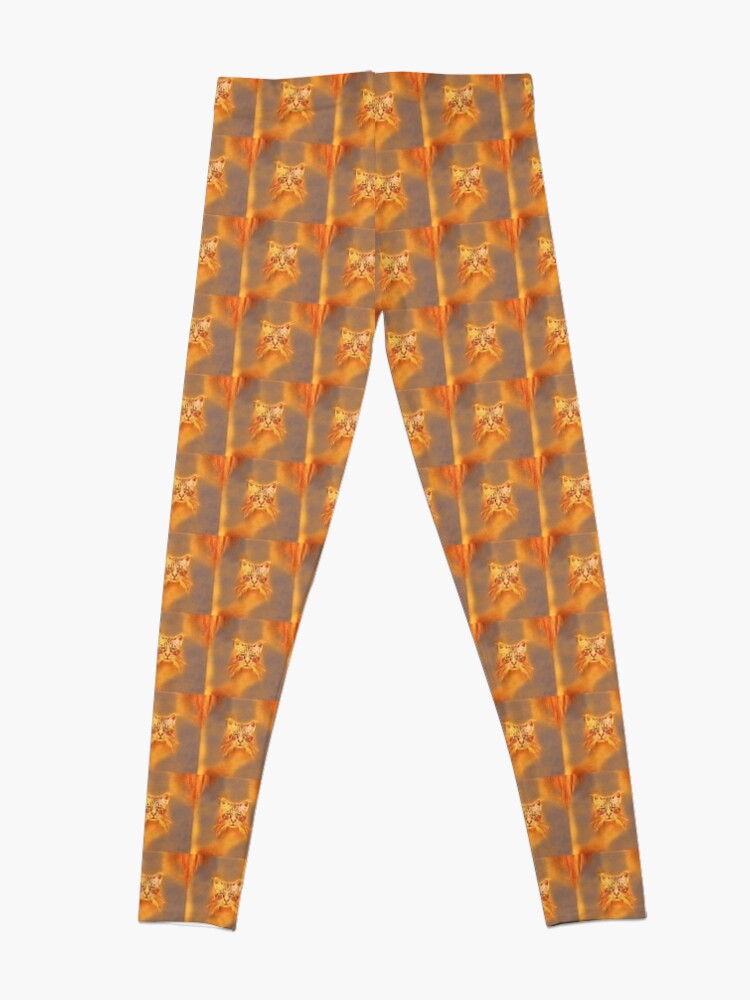 Alternate view of Golden Cat #Art Leggings