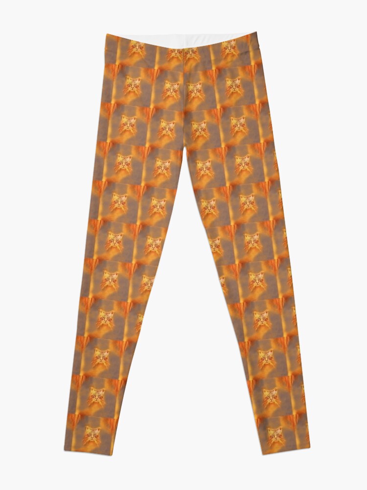 Alternate view of Golden Cat #Art Leggings