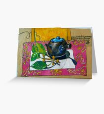 Fallen Fig Twig, Teapot and Extension Cord. Greeting Card