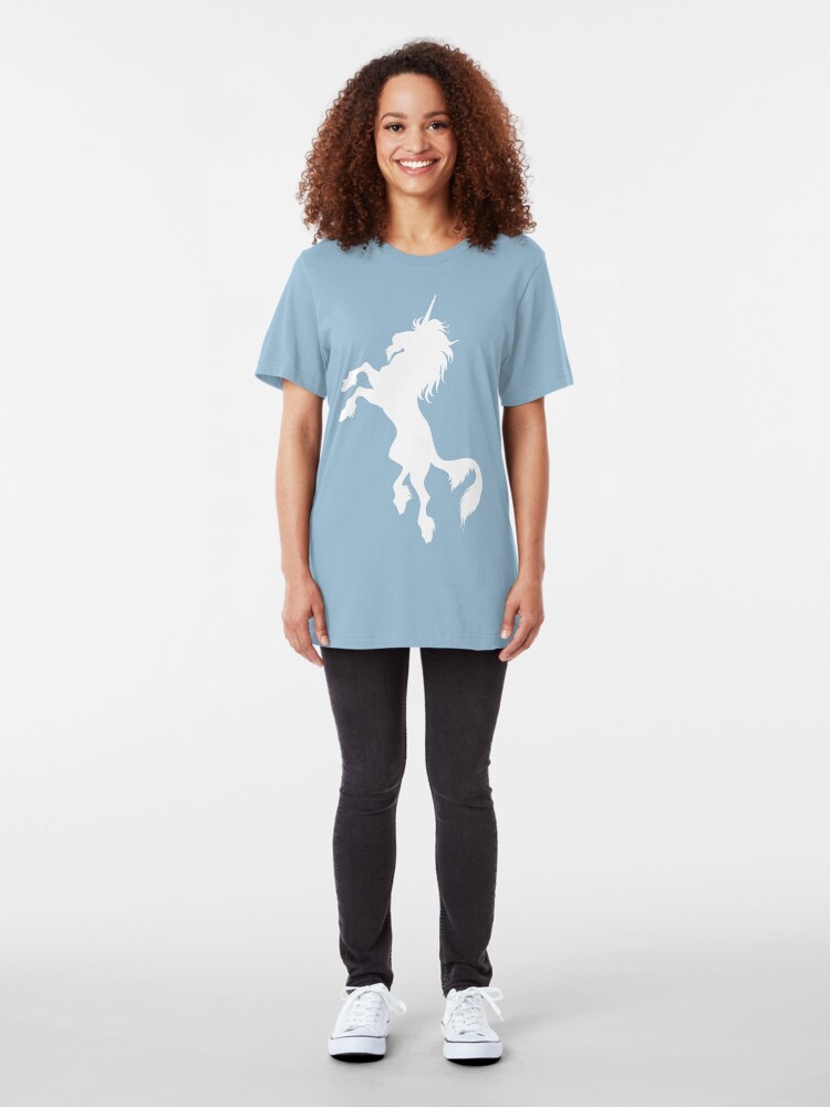 Alternate view of White Unicorn by Cheerful Madness!! Slim Fit T-Shirt