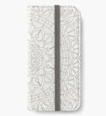Grauer Kreis der Leben-Mandala iPhone Flip-Case/Hülle/Skin