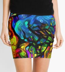 Blue bird in vivid colours Mini Skirt