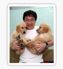 Jackie Chan mit Welpen iv Sticker