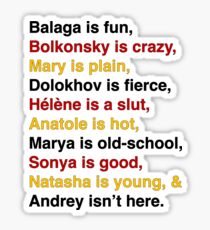 Great Comet of 1812 Prologue Names - multicolor Sticker