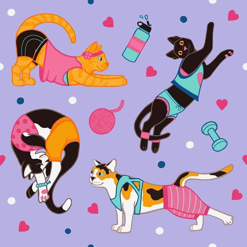 "Yoga Cats" by Monica McClain Redbubble