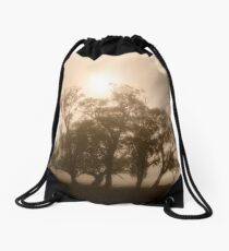 On fire in the fog - Tongala, Victoria, Australia Drawstring Bag