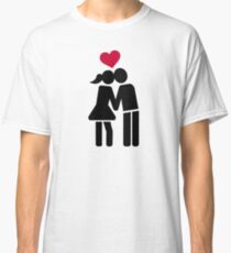 Kissing couple red heart Classic T-Shirt