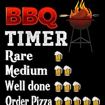 Funny Grilling Barbecue Timer Beer BBQ Grilling Wood Print by EQ