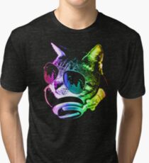 Rainbow Music Cat Tri-blend T-Shirt