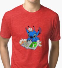 Stitch reading book Tri-blend T-Shirt