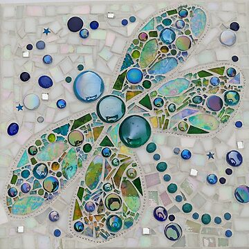 Stained Glass Mosaic Blue & Green Beaded Geometric Mandala 